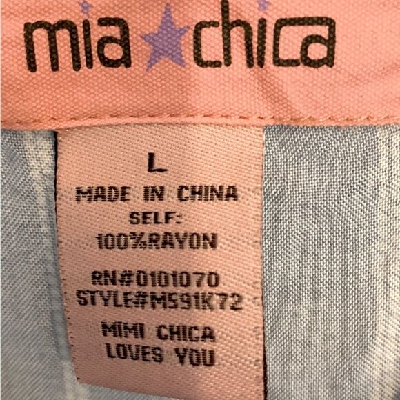 MIA CHICA | Girls Sleeveless Summer Blue White Striped Button Down Dress Size L - Picture 4 of 8